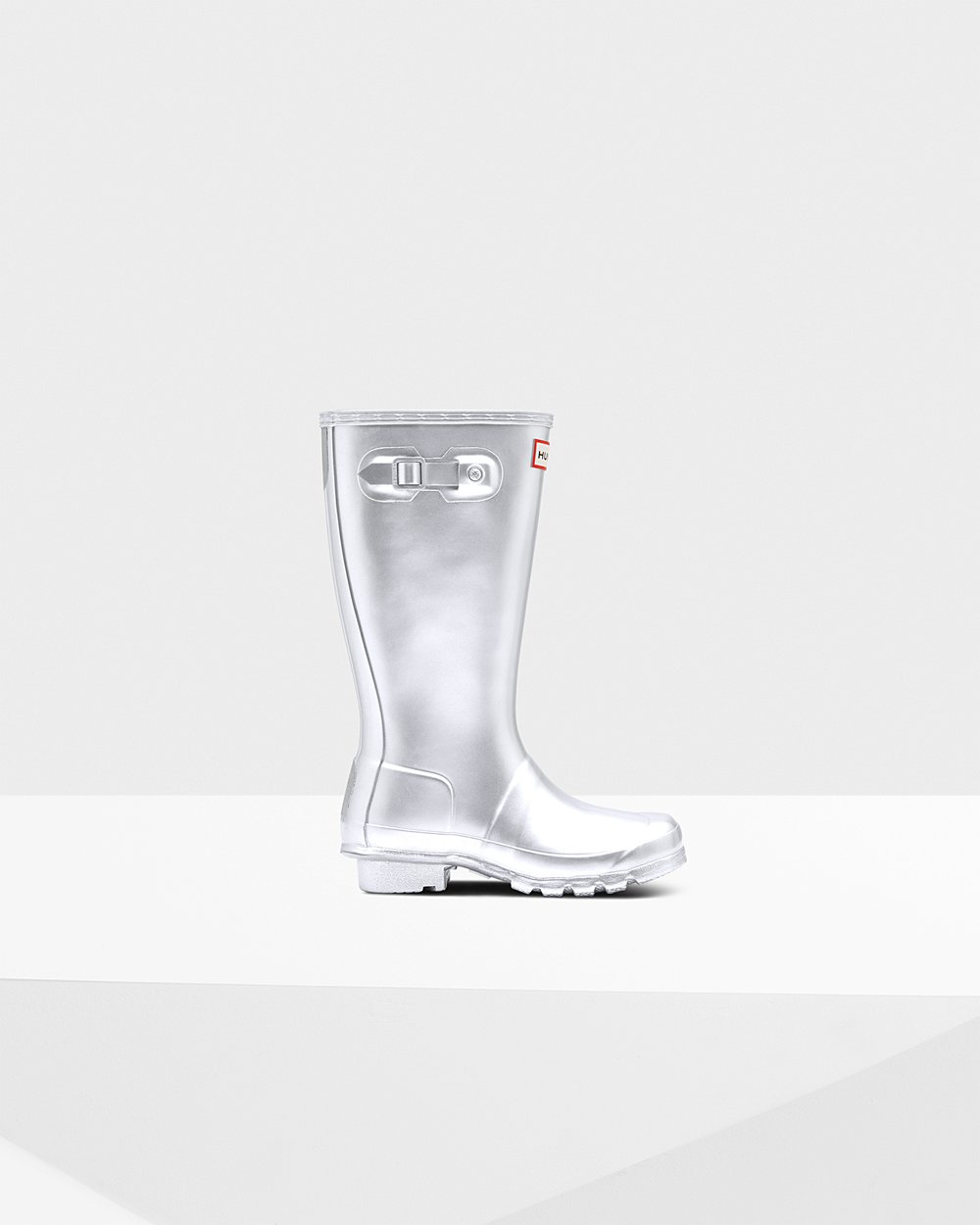 Kids Rain Boots - Hunter Original Big Metallic (82SXYNTDV) - Silver